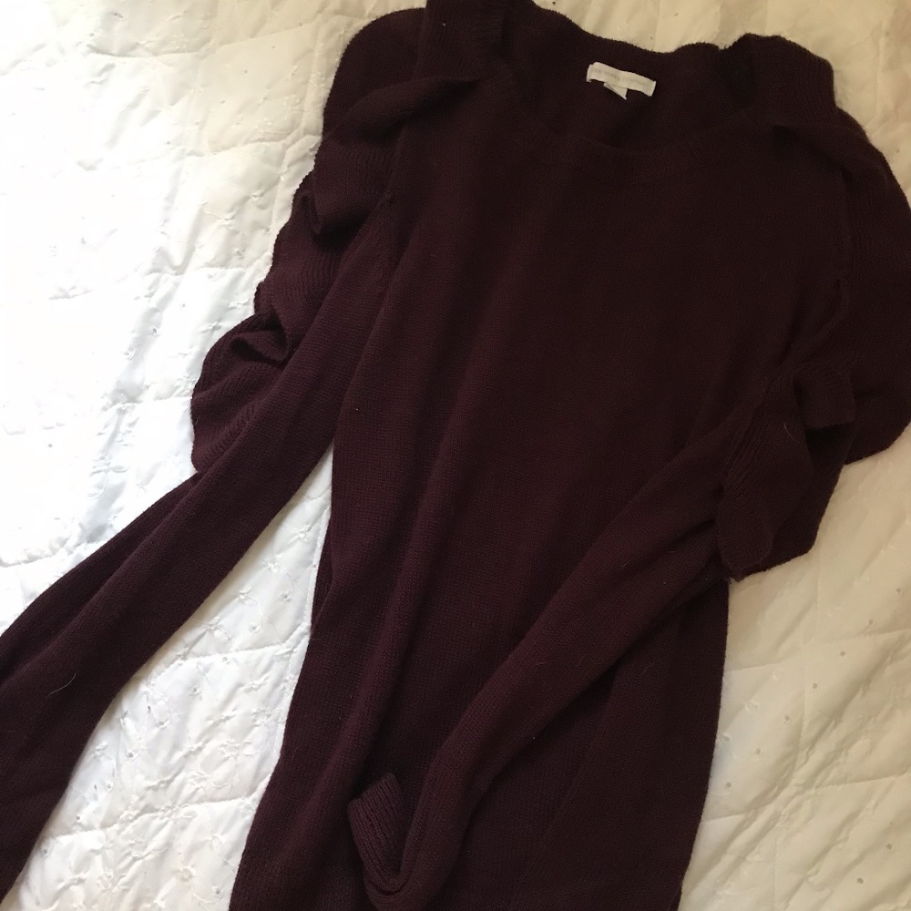 Cold shoulder ruffle sweater